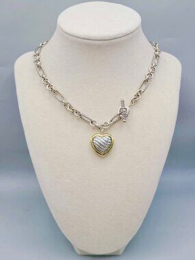 David Yurman Figaro Heart Pendant Necklace w/ 18K Yellow Gold - 16" - RARE